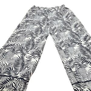 Martha Stewart Blue and White Leaf Wide Leg Pants